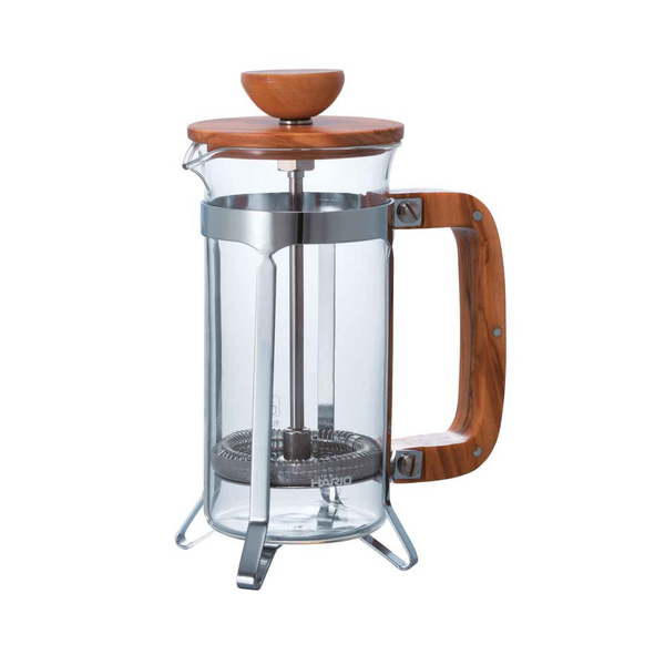 Cafetière à piston en bois d'olivier, café filtre, café de spécialité, café grains ou moulu, café torréfié par Arlo's Coffee, artisan torréfacteur à Rambouillet, brulerie des Yvelines