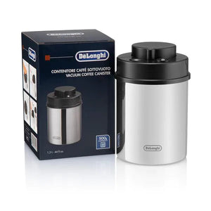 Récipient Delonghi de 500 gr sous vide afin de garder le café frais plus longtemps.  Indicateur de date intégré pour garder une trace de la fraîcheur.  Protection des parasites ainsi que des rayons UV