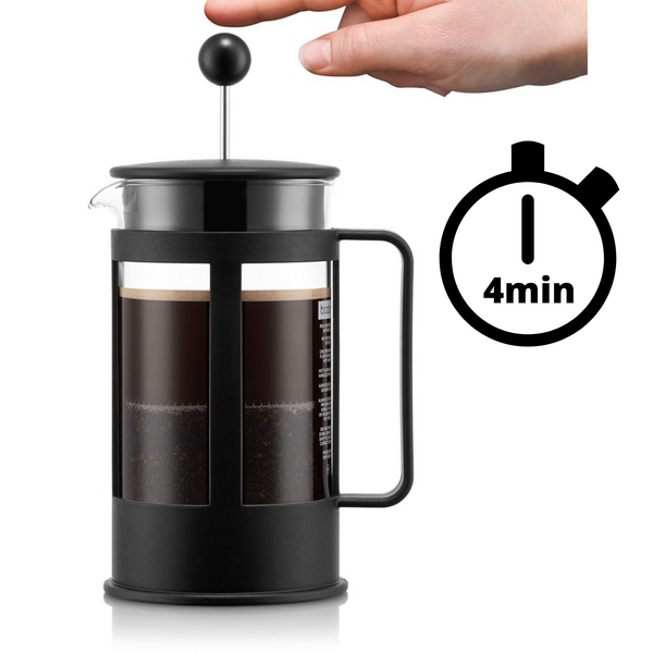 Cafetière à piston de Bodum Kenya en verre et ABS. Convient pour 8 tasses et peut contenir jusqu'à 1L. Dimensions : 147 x 110 x 232mm. Vendu chez Arlo’s Coffee, artisan torréfacteur de café de spécialité situé à Rambouillet dans les Yvelines. Café en grain et moulu. Café éthique et responsable.
