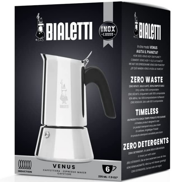 Cafetière italienne 4 tasses induction (170ml), brevetée Bialetti. Une cafetière italienne aux formes douces, arrondies et élégantes ! En inox, inaltérable dans le temps, ne s'oxyde pas. Nettoyage facile : passe au lave-vaisselle. Compatible tous feux dont induction. En vente chez Arlo’s Coffee, artisan torréfacteur de café de spécialité situé à Rambouillet dans les Yvelines.