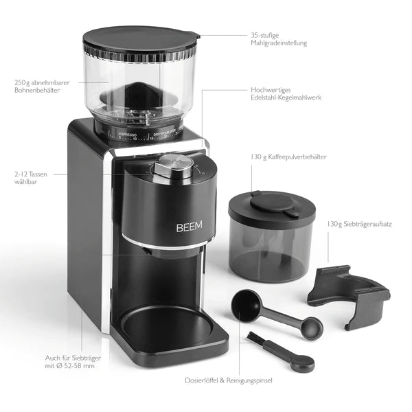 Retrouvez chez Arlo's Coffee, votre artisan torréfacteur à Rambouillet, le moulin à café électrique Beem grind perfect.  Élégant pour un meulage de précision et un arôme parfait - Parfaitement adapté à un usage domestique- Simplicité d'utilisation, accessible aux débutants comme aux expérimentés- Moutures pour machine expresso ou pour méthodes douces - Taille de la mouture ajustable...