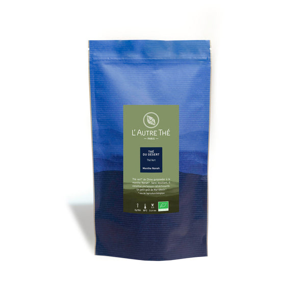 Thé du désert bio / L'autre thé / Thé vert / Arlo's Coffee / Ce thé vert Gunpowder de Chine biologique est roulé en forme de petites billes qui lui valent son nom de "poudre à canon". Avec ses notes de menthe poivrée, il constitue une excellente boisson rafraîchissante, même servi très chaud à la manière des Touaregs. Un petit goût de Marrakech dans votre tasse ! En vente chez Arlo’s Coffee, artisan torréfacteur de café de spécialité situé à Rambouillet dans les Yvelines, ile de France.