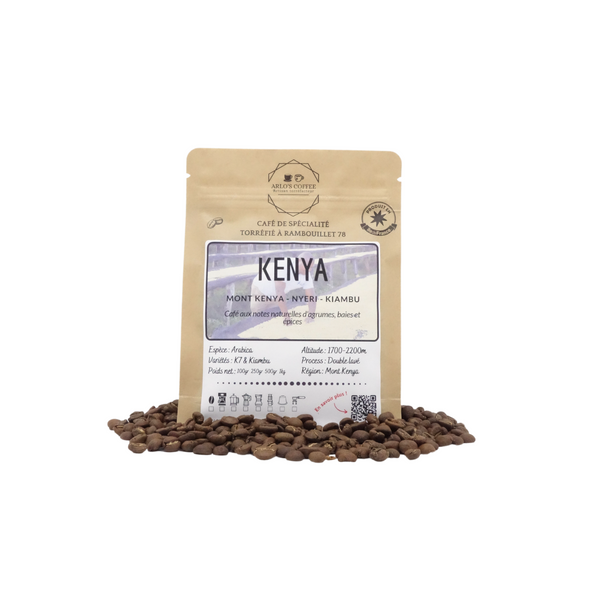 Voici Nyeri, un café du Kenya de notre gamme éphémère. Café de spécialité aux notes naturelles d'agrumes, baies et d'épices, pur arabica équitable, en grains ou moulu, éthique et durable. Fraîchement torréfié par Arlo's Coffee, artisan à Rambouillet, dans les Yvelines.