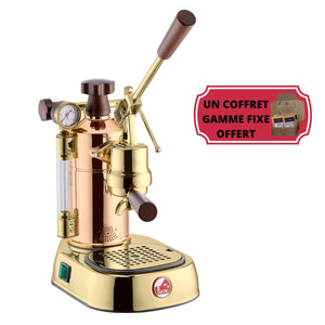 Machine expresso à levier La Pavoni Professional Or & Cuivre, chaudière en cuivre et poignées en bois