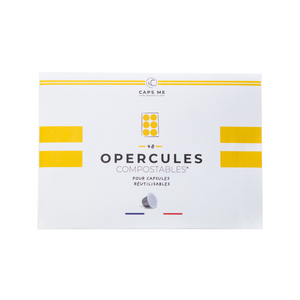 Coffret Caps Me. Trois capsules en inox réutilisables, 45 opercules en amidon de maïs compostables. Coffret économique et écologique en vente chez Arlo's Coffee, artisan torréfacteur à Rambouillet dans les Yvelines.  
