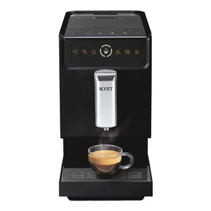 Scott - - Slimissimo - Système de chauffe rapide thermoblock - Broyeur à grains en acier inoxydable - Réglage 5 niveaux de finesse de la mouture - Réglage des volumes d'eau - Bac à grains 150 g - Réservoir à eau 1.2 L - ECO System avec arrêt automatique - Livrée avec un livret de recettes - Coloris Primissimo Noir. En vente chez Arlo's Coffee, artisan torréfacteur à Rambouillet dans les Yvelines.