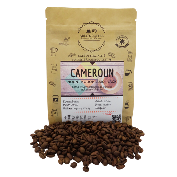 Cameroun - Jack est un café de spécialité pur arabica aux notes naturelles de chocolat, de noisette et fraise. Cameroun appartient à notre gamme éphémère. Ce café est issu du commerce équitable, pur arabica, éthique, traçable, disponible en grain ou moulu. En vente chez Arlo’s Coffee, artisan torréfacteur de café de spécialité. Situé en ile de France à Rambouillet, dans les Yvelines (78).