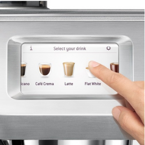Oracle Touch Machine expresso avec broyeur. Réservoir d'eau 2,5 L - Trémie à grains 280 g - Contrôle volumétrique 1 et 2 tasses - paniers filtres à simple et double paroi (1 et 2 tasses), kit de nettoyage et filtre à eau - personnaliser 8 profils de boisson – Ecran digital - Coloris Inox Brossé. ARLO'S COFFEE artisan torréfacteur à Rambouillet (Yvelines) vous accompagne pour choisir votre machine à grain espresso broyeur. Découvrez également notre café éthique en grain ou moulu et 100% arabica !