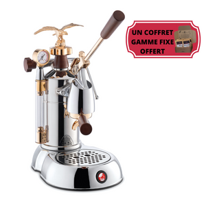 Machine expresso à levier Expo 2015 Edition spéciale - Buse vapeur à 1 trou - Porte-filtre - Filtre standard 1 et 2 tasses - Cuillère doseuse et tasseur - Unité d'infusion coloris Or- Poignée, bouton et capuchon bois - Fabriqué en Italie. ARLO'S COFFEE artisan torréfacteur à Rambouillet (Yvelines) vous accompagne pour choisir votre machine à grain espresso broyeur. Découvrez également notre café éthique en grain ou moulu et 100% arabica !