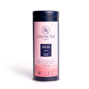 Rooïbos - Noël des Chérubins / L'autre thé / Arlo's Coffee / Noël des Chérubins est un rooibos aromatisé au caramel et agrémenté de morceaux de pommes, de caramel et de pétales de fleurs de souci.   Sans théine, son goût doux et légèrement sucré vous offre un vrai moment de réconfort ! Il donne des notes gourmandes de caramel et de pomme et régalera petits et grands ! En vente chez Arlo’s Coffee, artisan torréfacteur de café de spécialité situé à Rambouillet dans les Yvelines, ile de France. 
