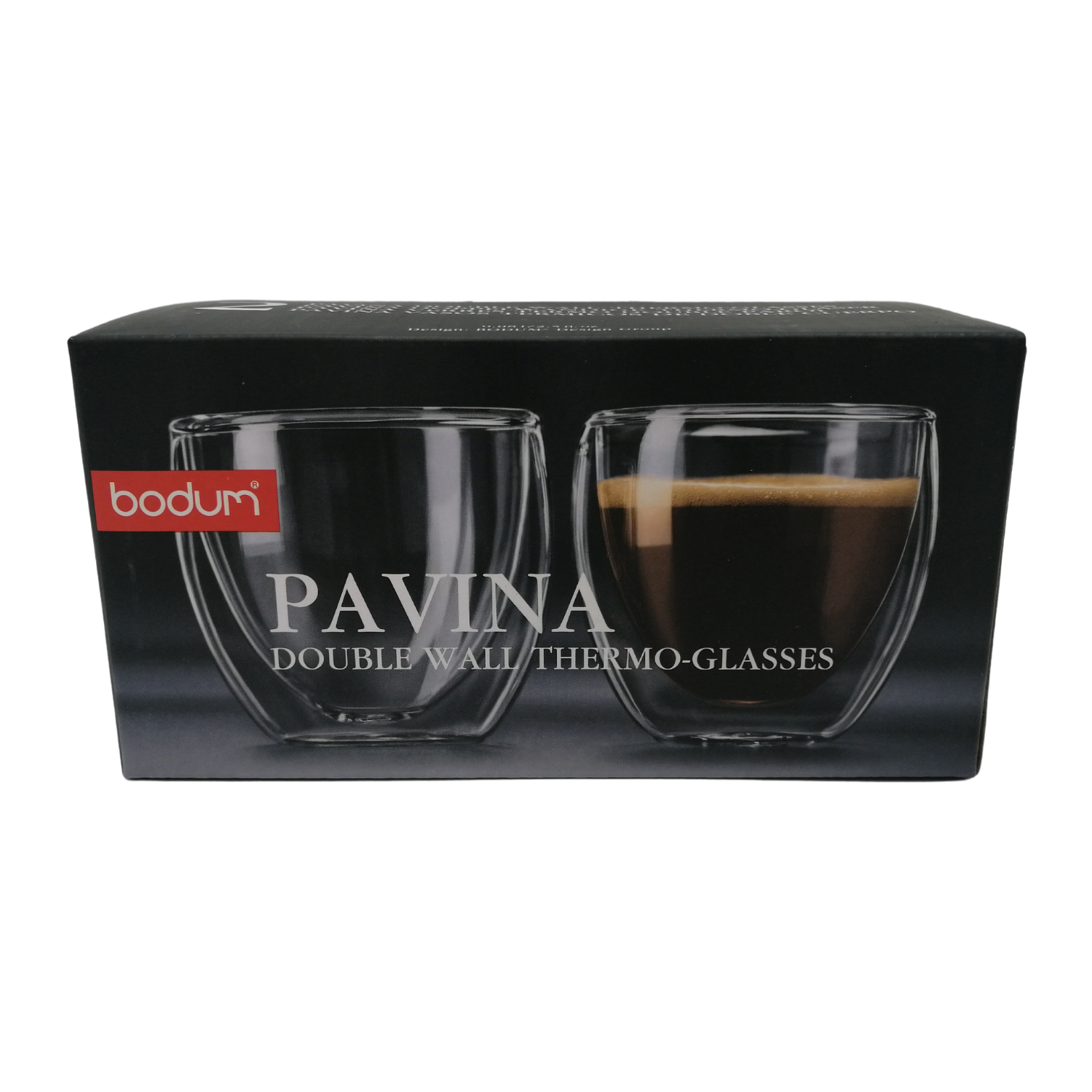 Bodum 2 tasses à café 8cl Pavina en verre double paroi