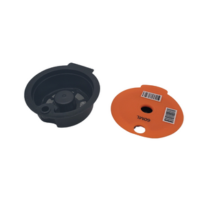 Capsule réutilisable compatible avec une machine Tassimo, en acier inoxydable et couvercle en silicone. En vente chez Arlo’s Coffee, artisan torréfacteur de café de spécialité situé à Rambouillet dans les Yvelines. Café en grain et moulu. Café éthique et responsable.  